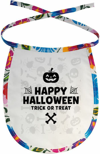Happy Halloween Pumpkin Σαλιάρα Μωρού Αλέκιαστη Κορδόνι Χρωματιστή