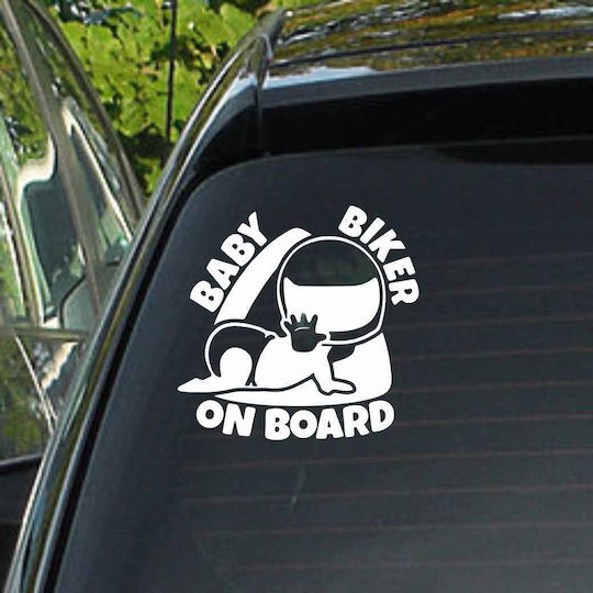 Baby Biker On Board White Sticker Www.frisky.gr