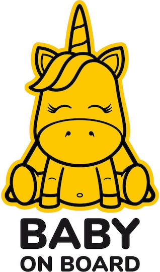 Sticker Sign "Baby On Board" 20x20cm Unicorn