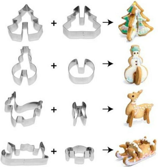 Set of 8 Christmas 3D Cookie Cutters Guardini 15802