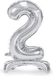 Standing Foil Balloon Number 2 70cm Silver
