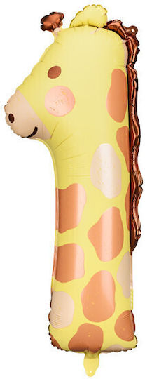 Foil Luftballon Nummer 1 Giraffe 42x90 cm Mix