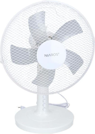 Niaros Macomia Επιτραπέζιος Ανεμιστήρας 35W Διαμέτρου 34cm Λευκός