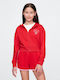 Cropped Women's Sweatshirt Jacket Hooded Tomato Sauce