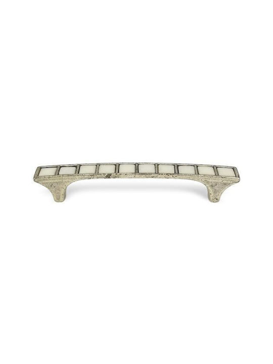 Möbelgriffe Gem Mz 646 96mm Antik Silber Weiße Porzellan
