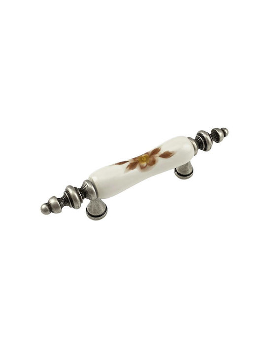 Möbelgriffe Gem Mz 1280 64mm Silber Antik Kaffee Blumen Porzellan
