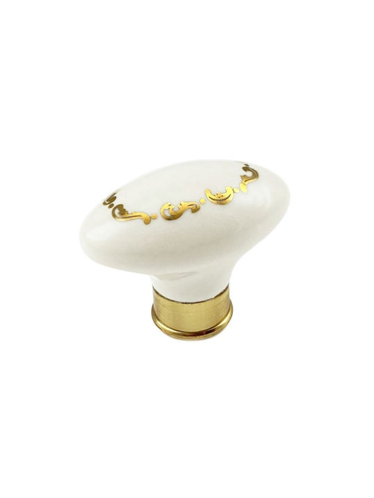 Möbelgriff Gem Pp 42 Gold Weißer Gebrochener Porzellan Goldene Dekoration Φ45mm