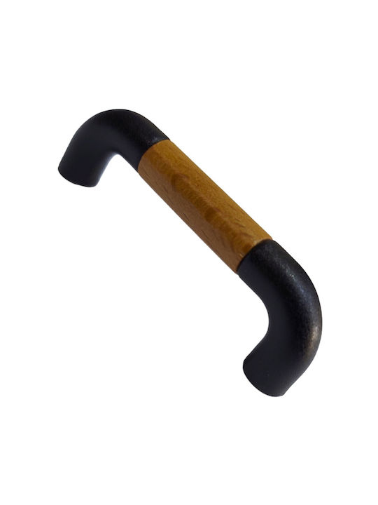 Italian Furniture Handle Eureka 11687-064-lef1 Black Matte Wood Size 6.4cm