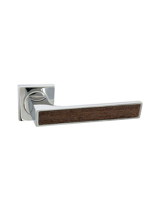 Türgriffe Rosette Linea Cali Zen Chrom Holz Links Sicherheit Zylinderschloss