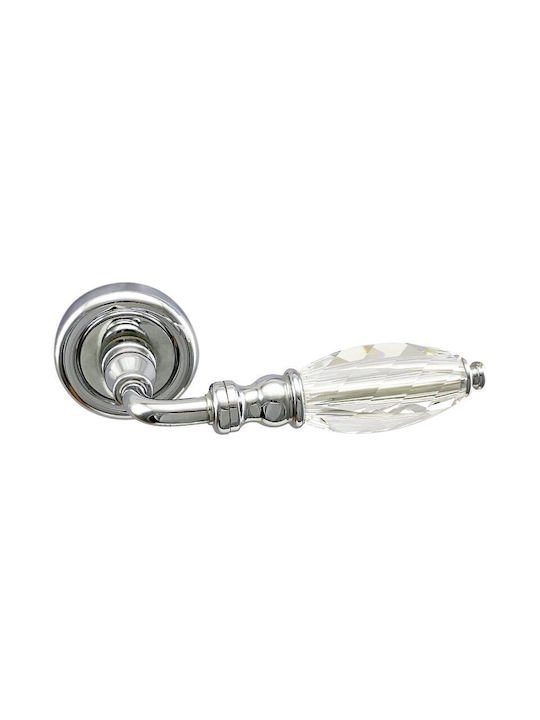 Door Handles Rosette Linea Cali Diamante Chrome Swarovski Crystal Left Security Cylinder