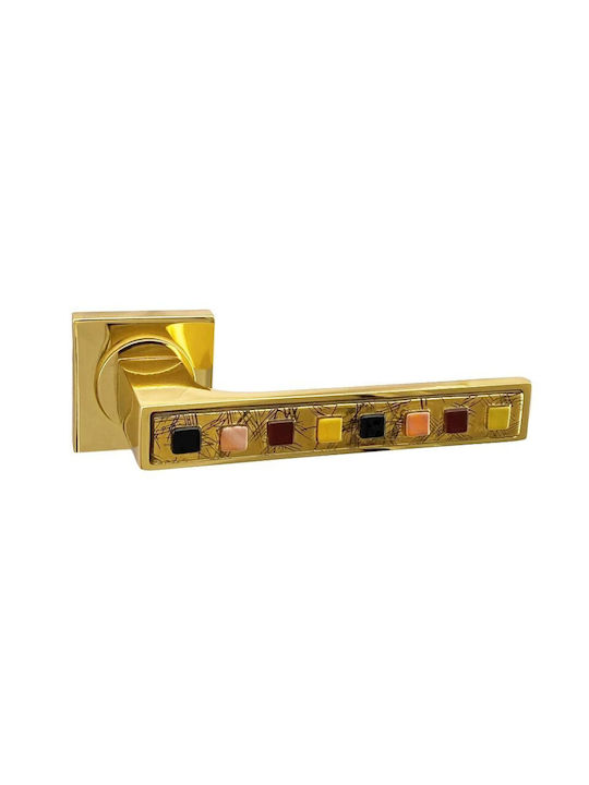Türgriffe Rosette Linea Cali Brera 1172 Gold Kristall Links Sicherheit Zylinder