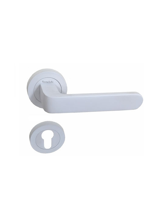 Front Door Lever Rosette Fixed Right Matte White A-6839c Mw