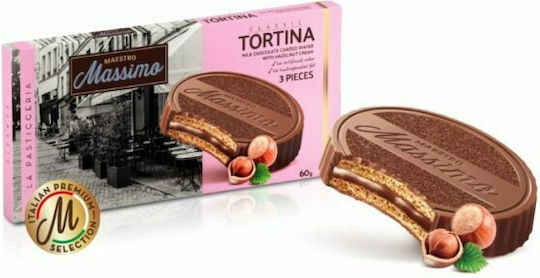 Tortina Classic 60g 3x20g Wafer Chocolate Coating & Hazelnut Praline Filling No Artificial Color