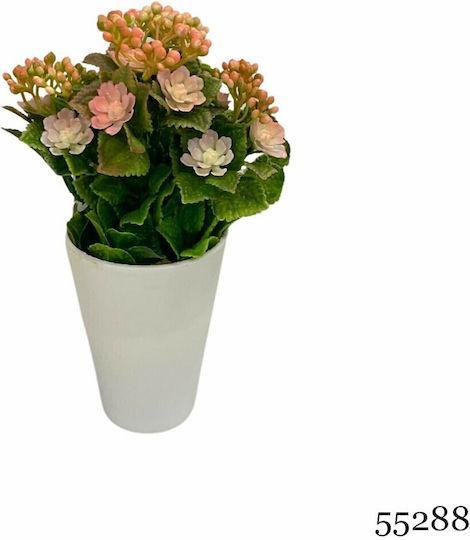 Τεχνητό Φυτό Ibergarden Διαστάσεων 11x11x22cm Λευκό Γλαστράκι Σομόν Άνθη