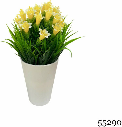 Τεχνητό Φυτό Ibergarden Διαστάσεων 11x11x20cm Λευκό Γλαστράκι Κίτρινα Άνθη