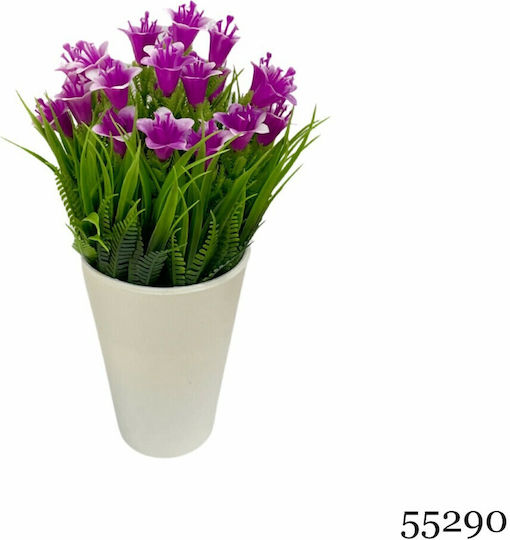 Τεχνητό Φυτό Ibergarden Διαστάσεων 11x11x20cm Λευκό Γλαστράκι Φούξια Άνθη
