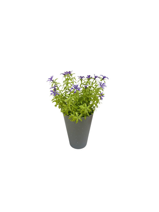 Plantă Artificială Ibergarden Dimensiuni 12x12x23cm Ghiveci Gri Flori Mov