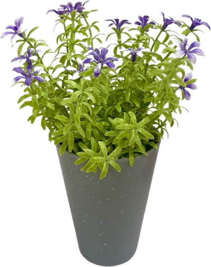 Τεχνητό Φυτό Ibergarden Διαστάσεων 12x12x23cm Γκρι Γλαστράκι Μωβ Άνθη