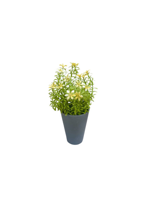 Plantă Artificială Ibergarden Dimensiuni 12x12x23cm Ghiveci Gri Flori Galbene