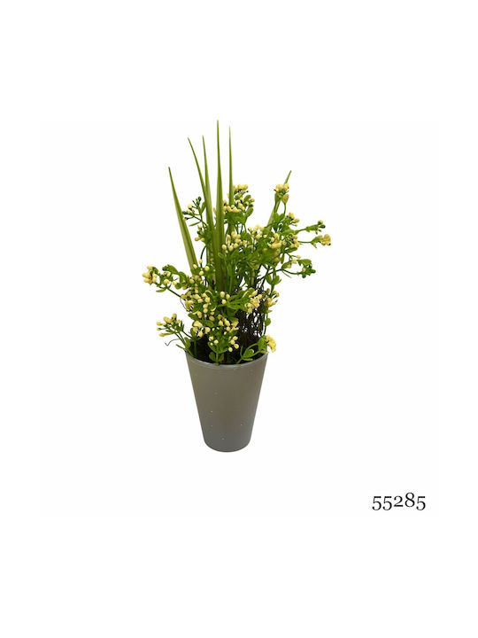 Plantă Artificială Ibergarden Dimensiuni 12x12x30cm Ghiveci Gri Flori Galbene