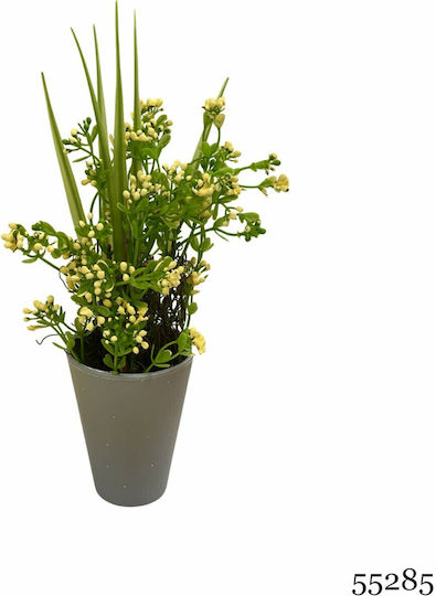 Plantă Artificială Ibergarden Dimensiuni 12x12x30cm Ghiveci Gri Flori Galbene