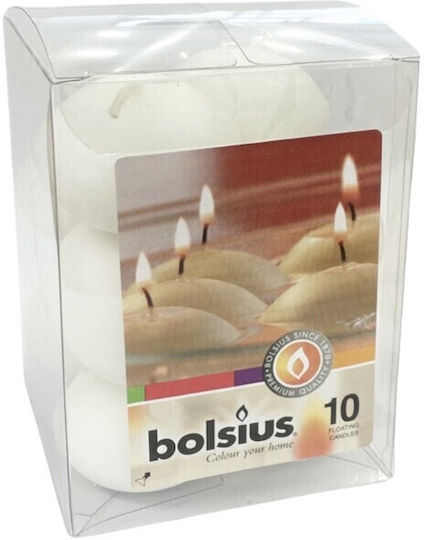 Bolsius Ρεσώ Επιπλέοντα Colour Your Home σε Λευκό Xρώμα (έως 4.5 Ώρες Καύσης) 10τμχ
