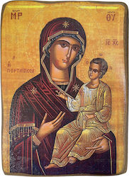 Icoană Din Lemn Fecioara Maria Portaitissa Dimensiune 15x21cm