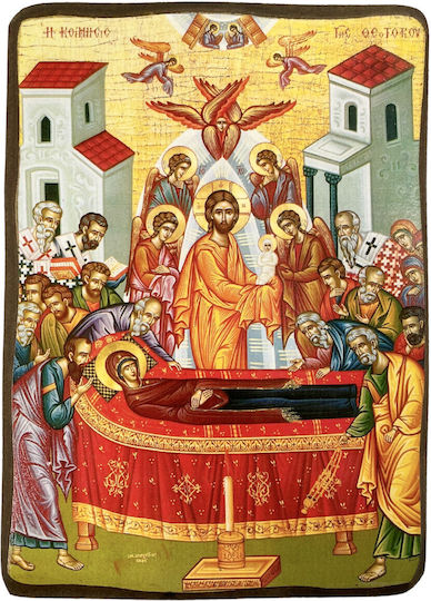 Wooden Saint Icon Assumption of the Virgin Mary Size 15x21cm