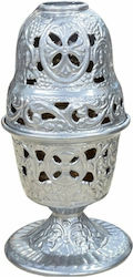 Candelă Metalică Con De Pin Argintie