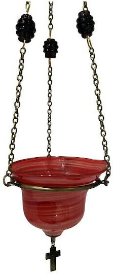 Vigil Oil Lamp Hanging Fusing Opaline Red 11.50x56cm