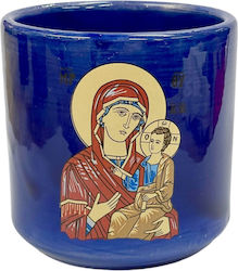 Kerze Tasse Keramik Theotokos Glasierte Blaue