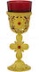 Vigil Oil Lamp Tabletop Cross Gold & Stones 18x7cm Red Vigil Cup