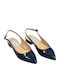 Γυναικείες Μπαλαρίνες Slingback από Λουστρίνι σε Μαύρο Χρώμα