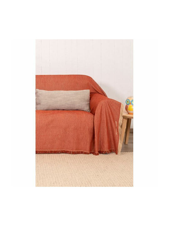 Naf Naf Highline Three-Seater Sofa Throw Chenille 180x300cm Orange 7933-180 x 300