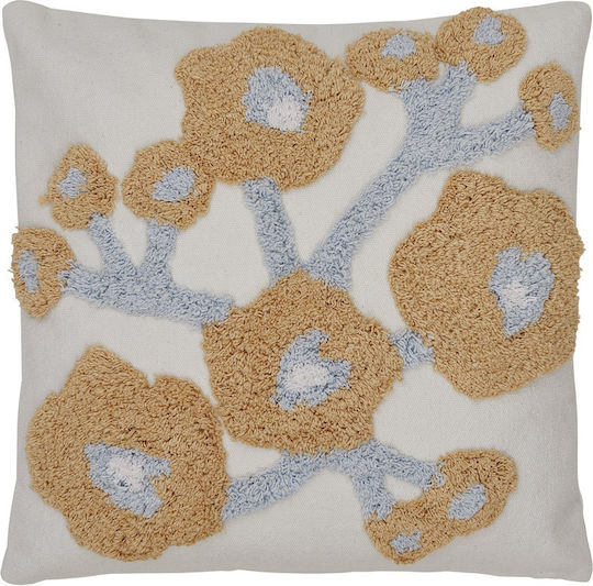Zierkissen Poppy Weiches Gelb Bleu Weiß 100% Baumwolle H45w45xcm