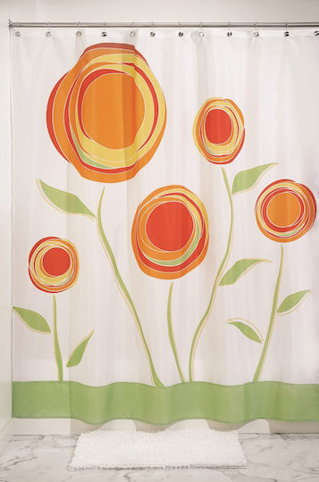Interdesign Тъканна Душ Завеса Marigold Оранжева С Принт