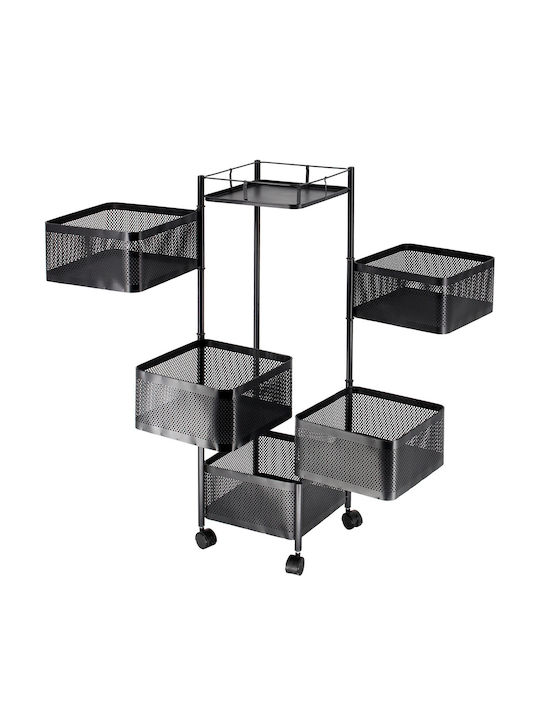 Keskor Metallic Kitchen Trolley 5 Tiers Black 26x26x93cm