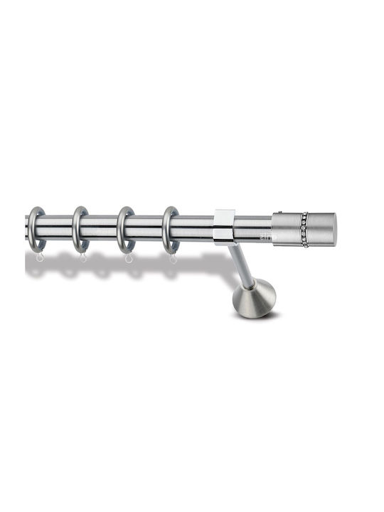 Enis Metallic Curtain Pole 25mm Panoormos Nickel Matte Chrome 160cm Double Tube 20mm