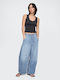 Damenjeans Mittelhohe Taille in Konischer Linie Medium Wash