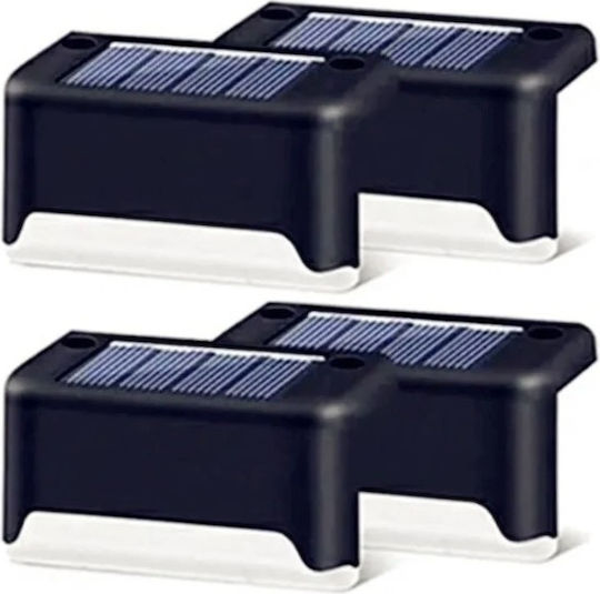 Set 4 Lămpi Solare de Perete Alb Cald cu Fotocelulă IP65 7.8bucx4.5bucx4.2buccm