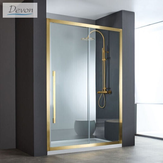 Devon Noxx Καμπίνα Ντουζιέρας Slider Gold Brushed Clean Glass 130-128/131 Devon Noxx Καμπίνα Ντουζιέρας Slider Gold Brushed Clean Glass 130-128/131