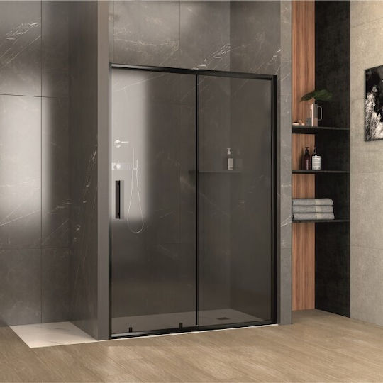 Cabina De Duș Perete-Perete 120-140cm Ics 199g/120 Negru