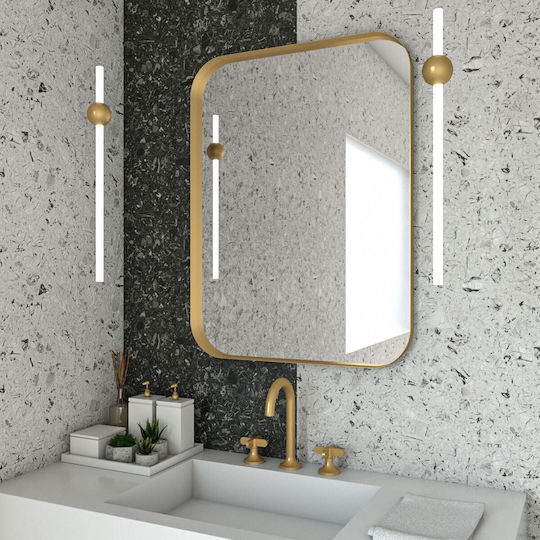 Κρεμαστός Καθρέπτης Iron Curved Angle 60x80 Εκ Ορθογώνιος White Λευκός