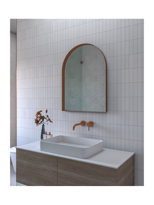 Hanging Bathroom Mirror Iron Arch 60x80 cm Led Brushed Inox