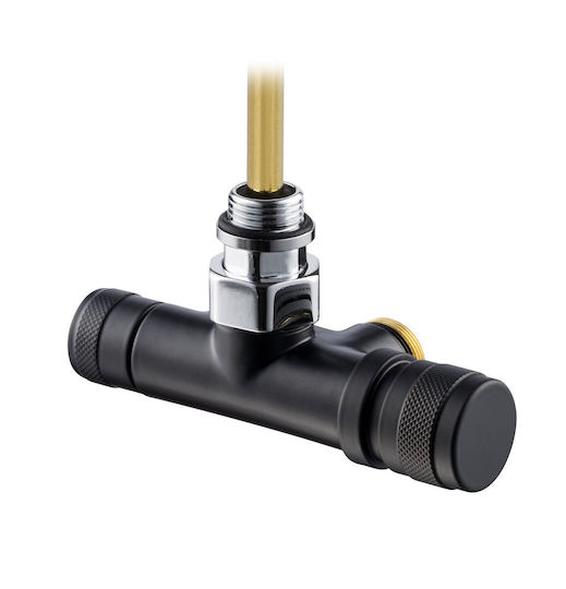 S.r Tondera 0688m Black Decorative Radiator Switch for Towel Rack Corner Right Connector Φ16 Copper