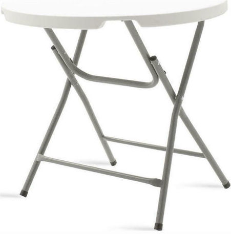 Round Foldable White Table Ø80 Height 75 Centimeters