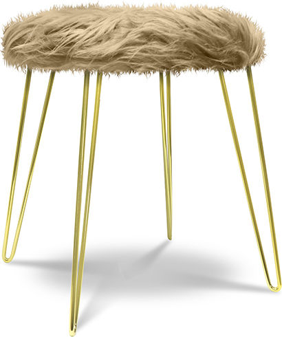 Stool Fur Φ43x45y cm Mocha