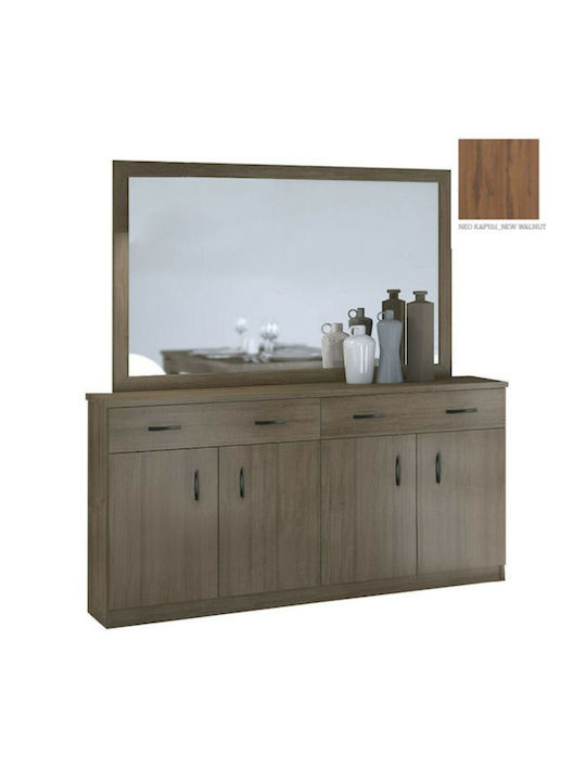 Sideboard 4 Doors & Mirror 159x38x84/140x90x2.2cm Moca Melamine