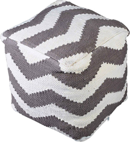 Pouf Σκαμπο Πουφ Jgs S.a Ivory Καφέ Φυσικό Chevron Pouf Stool-232 40x40x40cm
