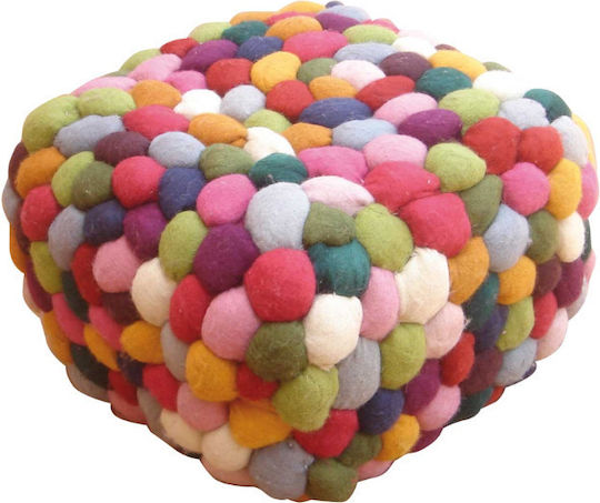 Pouf Σκαμπο Πουφ Jgs S.a Πολύχρωμο Felt Pebbles Balls Stool-018 45x45x30cm